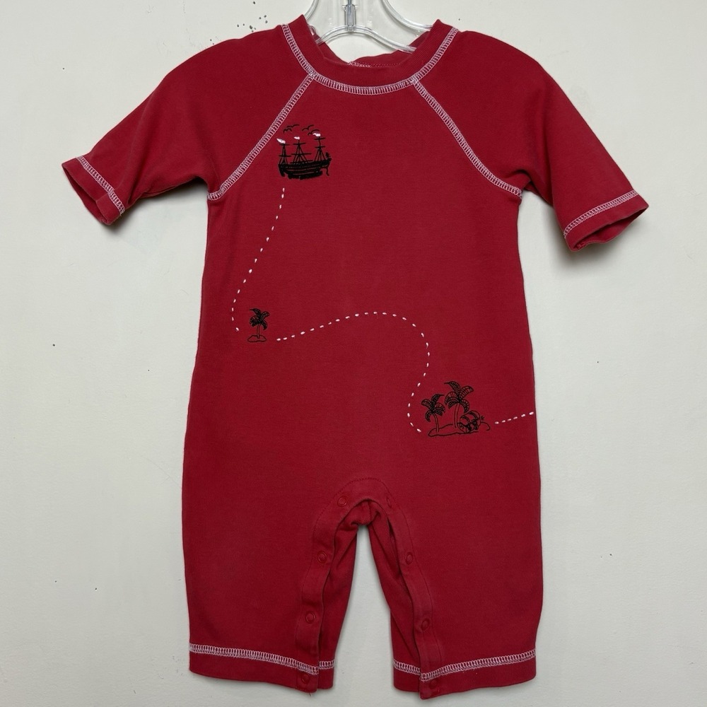 Vintage Gymboree Pirate Island 3-6 M Romper‎ Boat Treasure Map RARE